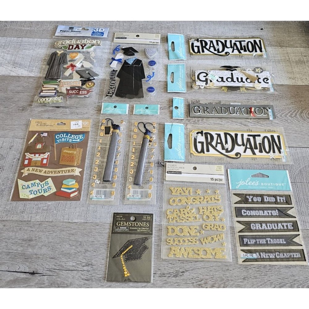 Sticker Lot Grad Graduation Graduate Scrapbooking 3D Stickers Jolee's RARE #60